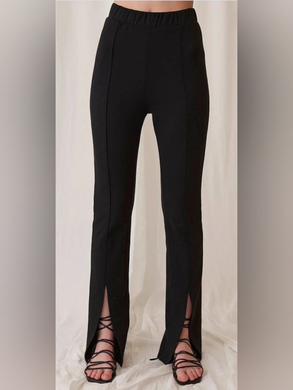 Grey State Black Boot-Cut Split-Hem Pants